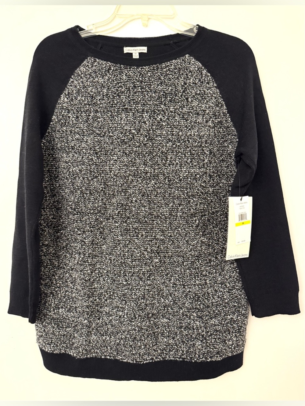 NWT Calvin Klein Jeans black and white knit sweater Size M